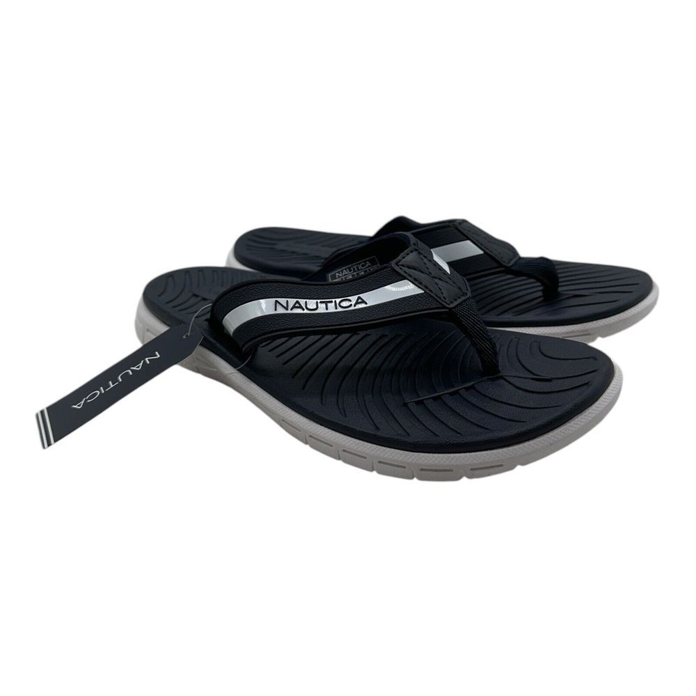 Nautica THEOD Shower Sandals Men's Size 10 Navy Blue White Thong Flip Flops NWT
